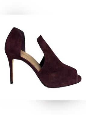 Lord & Taylor Burgundy Suede Peep-Toe Slingback Heel